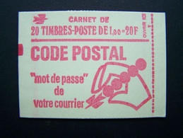 1892-C3 CONF. 8 CARNET FERME 20 TIMBRES MARIANNE DE BEQUET 1,00 ROUGE CODE POSTAL - Modernes : 1959-...