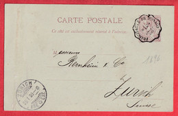 ENTIER MONACO CAD PRINCIPAUTE DE MONACO 1896 POUR ZURICH SUISSE - Storia Postale
