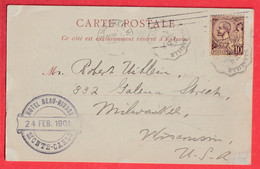 MONACO 10C CONVOYEUR LIGNE FRANCAIS VINTIMILLE A MARSEILLE POUR MILWAUKEE WISCONSIN USA ETAS UNIS 1901 - Storia Postale