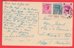 MONACO TARIF A 90C DAGUIN EXPOSITION PHILATELIQUE MONACO FEVRIER 1928 POUR LA CHAUX DE FONDS SUISSE - Storia Postale