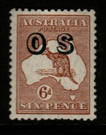 Australia SG O127  1933 6d Chestnut Kangaroo, Overprinted OS ,Mint Never Hinged, - Dienstmarken