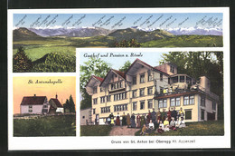 AK Oberegg /Appenzell, Gasthof Und Pesnion Z. Rössle, St. Antonskapelle, Panorama Mit Kamor, Marwies & Säntis - Oberegg