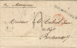 1843- Lettre De CAYENNE Pour Bordeaux - "Par Mazagran" + Guyane Française +entrée Pauillac - Autres & Non Classés