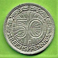 ALLEMAGNE / 50 REICHSPFENNIG  / 1927 F  SUP - 50 Rentenpfennig & 50 Reichspfennig