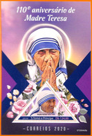 A6672 - SAO TOME & PRINCIPE, Error, 2020, MISPERF SOUVENIR SHEET: Mother Theresa - Madre Teresa