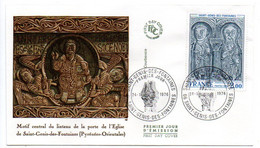 FDC -1976 --Motif Central Porte église........cachet  St GENIS DES FONTAINES --66...................à Saisir - 1970-1979