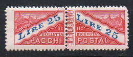 1946 S. Marino - Pacchi N. 31 - 25 Lire Carminio E Azzurro Integro MNH** Sassone 70 € - Spoorwegzegels
