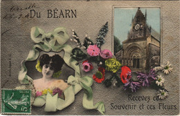 CPA BEARN L'Eglise - Recevez Ce Souvenir Et Ces Fleurs (1142225) - Bearn