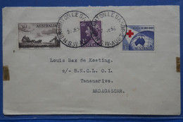 V12 AUSTRALIA BELLE LETTRE RARE 1953 BRIGHTOWN POUR MADAGASCAR+ AFFRANCH. PLAISAN - Briefe U. Dokumente