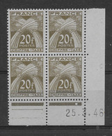 Coin Daté Taxe N° 77 Du 25.03.1946 ** TTBE - Cote Y&T 2024 De 63 € - Taxe