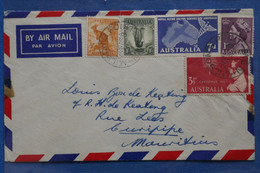 V12 AUSTRALIA BELLE LETTRE   1958 PAR AVION VILLAROAD POUR  MAURITIUS   + AFFRANCH. INTERESSANT+++ - Storia Postale