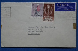 V12 AUSTRALIA BELLE LETTRE 1951 PAR AVION CARINGBAH POUR  MAURITIUS 3 PAIRES DE T.P   + AFFRANCH. INTERESSAN - Briefe U. Dokumente