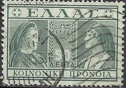 GREECE 1939 Charity Stamp - Queens Olga And Sophia - 50l - Green FU - Beneficiencia (Sellos De)