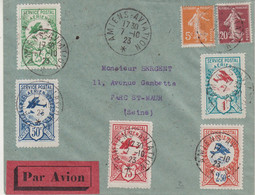 FRANCE: PA . " AMIENS AVIATION " . AVEC LES 5 VIGNETTES . 1923 . - Luchtpost