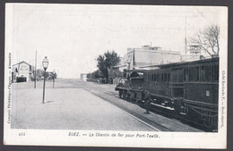 Egypt - SUEZ, Railway Station And Train Steam Engine - Le Chemin De Fer Pour Port-Tewfik - Suez