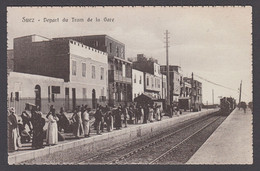 Egypt - SUEZ,  Railway Station With Steam Engine Train /  La Gare Chemin De Fer  La Locomotive à Vapeur - Suez