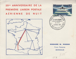 25 ANS PREMIERE LIAISON POSTALE AERIENNE DE NUIT LE BOURGET 1964 - Commemorative Postmarks