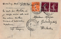 1924 - OCC. FRANCAISE EN ALLEMAGNE ! - CPFM De WISSEMBOURG (ALSACE) OBLITERE MAYENCE ENTREPOT - SP180 (WIESBADEN) AU DOS - Bolli Militari A Partire Dal 1900 (fuori Dal Periodo Di Guerra)