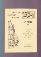 Menu Mai 1907 / Bretagne / Diner Du Fureteur Breton / Auberge "A La Descente Des Rohan" / Illustrateur Forges - Menus
