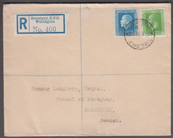 1925. New Zealand. Georg V 5 D +½ D On Nice Registered Cover To Consul Of Paraguay, S... (MICHEL 161+) - JF421840 - Brieven En Documenten