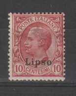 EGEO - LIPSO:  1912  SOPRASTAMPATO  -  10 C. ROSA  N. -  SASS. 3 - Egeo (Lipso)