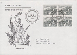 1985. Painting By Gerhard Kleis. 9,00 Kr. 4-block FDC (Michel 161) - JF421792 - Brieven En Documenten