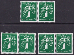 Schweiz Suisse 1939: Zusammendruck Se-tenant Zu Z25d+Z25e+Z25f Mi W7+W9+W10 ** Postfrisch MNH  (Zumstein CHF 24.00) - Se-Tenant