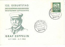 Ganzsache Zeppelin Schöpfer Grosse Deutsche Luftschiffe - 6078 Zeppelinheim 1963 - Dürer - Private Covers - Used