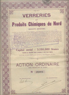VERRERIIES ET PRODUITS CHIMIQUES DU NORD - ACTION ORDINAIRE  -ANNEE 1920 - Industry