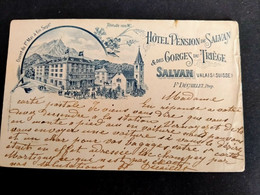 SUISSE Salvan Hotel Pension De Salvan Et Des Gorges Du Triège Circulée 5/07/1901 - VS Valais