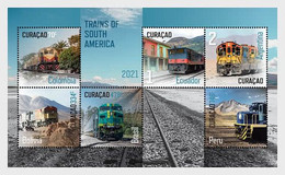 Curacao 2021 Trains Of South America M/S MNH - Eisenbahnen