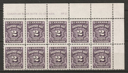 Canada 1935 Sc J16  Postage Due Plate 2 UR Block Of 10 MNH** - Port Dû (Taxe)