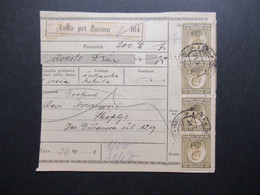 Jugoslawien SHS 1922 Paketkarte Aus Loka Pri Zusmu (Slowenien) Mit Freimarken Nr. 155 (20) Und Nr. 158 MiF - Lettres & Documents