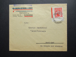 Jugoslawien 1940 König Peter II. Nr.396 Eckrandstück Mit Randleiste Firmenumschlag Braca Gutman Petrovgrad Nach Novi Sad - Covers & Documents