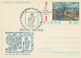 Poland Overprint Cp 879.06 Olsz: Olsztyn 40th Anniversary Of Liberation Crest - Interi Postali