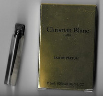 MINIATURES PARFUM  ( ECHANTILLON ) CHRISTIAN BLANC PARIS, VOIR LES SCANNERS - Unclassified