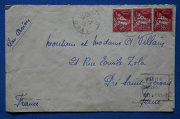 V15 ALGERIE BELLE LETTRE 1932  ORAN POUR  PRE ST GERVAIS  + BANDE DE 3 T.P + AFFRANCH. INTERESSANT - Cartas & Documentos