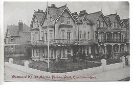 Early Postcard, Clacton-on-sea, Westward Ho, 32 Marine Parade West, 1908. Houses, Street. - Clacton On Sea