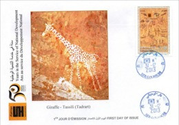 ALGERIA 2013 - FDC - Giraffes Girafes Giraffen Prehistory Rupestry - Tassili Girafe Giraffe Jirafa Jirafas Fauna Animals - Giraffes