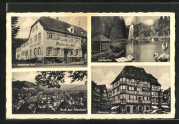 AK Mosbach /Baden, Hotel Badischer Hof, Stadtgarten Mit Schwänen, Palmches Haus - Mosbach