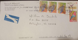 A) 2003, SOUTH AFRICA, FISHES AND BIRDS, LETTER TO THE UNITED STATES, AIRMAIL, XF - Unused Stamps