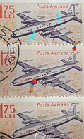 Stamps Errors Romania 1963 # Mi 2165 Planes Air Mail With Offset Printed Line, 2 Stamps Errors - Errors, Freaks & Oddities (EFO)