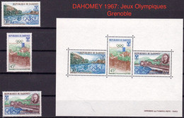 DAHOMEY 1967: Jeux Olympiques Grenoble 1968 Michel No. 325-327 + Block 10 Village Olympique Et Pierre De Coubertin - Winter 1968: Grenoble