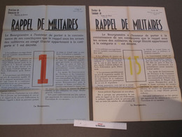 RAPPEL DE MILITAIRES - 2 AFFICHES MODELE M - 1 BLEUE + 1 JAUNE - VOIR SCANS - Unclassified