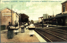 Delcampe - 55 COMMERCY INTERIEUR DE LA GARE LES VENDEUSES DE MADELEINES A LA RENCONTRE D'UN TRAIN - Commercy