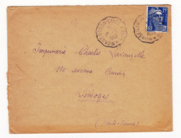Lettre 1953 Cachet Ambulant Convoyeur De Ligne Monsempron-Libos Agen Marianne De Gandon 15F Lot Et Garonne - 1945-54 Marianna Di Gandon