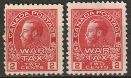 Canada 1915 Sc MR2,MR2a  War Tax Shades MNG(*) - Kriegssteuermarken