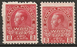 Canada 1915 Sc MR2,MR2a  War Tax Shades MNG(*) - Kriegssteuermarken