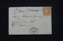 FRANCE - Enveloppe En Chargé De Longuyon Pour Paris En 1858, Affranchissement Napoléon 40c, PC 1757 - L 100550 - 1849-1876: Période Classique