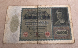 Billet / Banque Allemand 1922 Ww1 Ww2 10000 Marks Avec Filigranes Losange - 10000 Mark